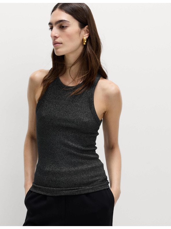 Marks & Spencer Блестящ потник с висок процент памук Marks & Spencer черен