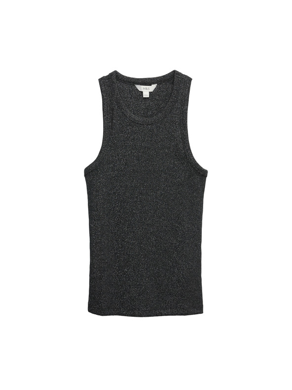 Marks & Spencer Блестящ потник с висок процент памук Marks & Spencer черен