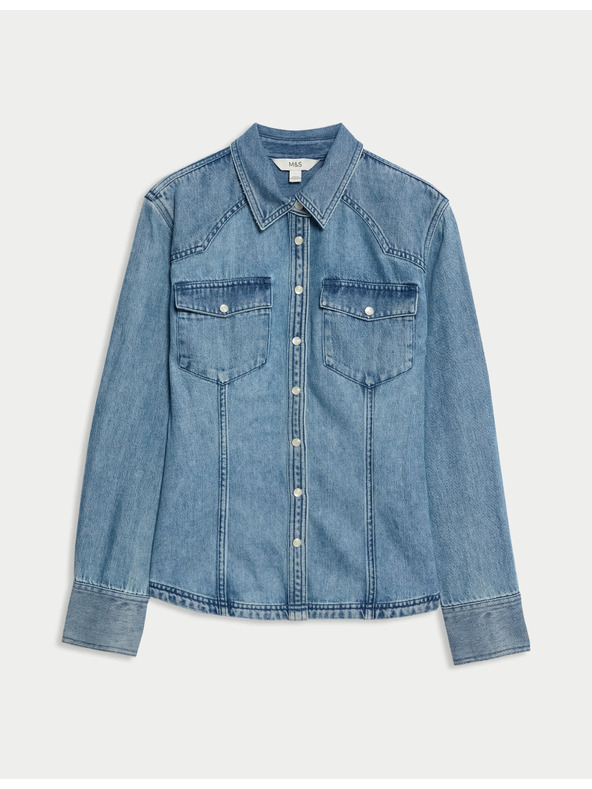 Marks & Spencer Каубойска дънкова риза Marks & Spencer военноморско синьо