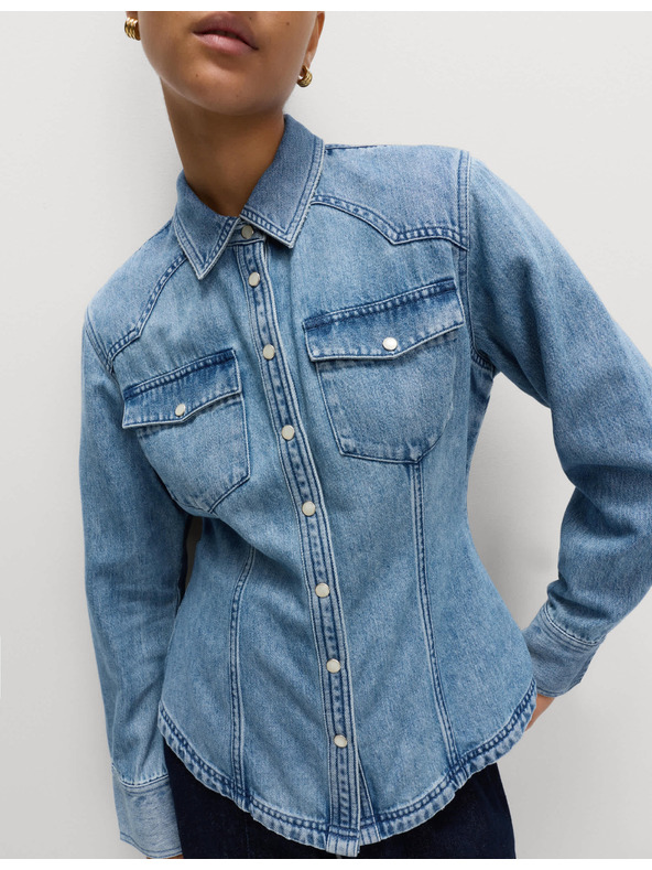 Marks & Spencer Каубойска дънкова риза Marks & Spencer военноморско синьо