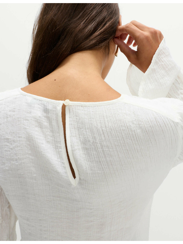 Marks & Spencer Дантелена текстурирана блуза с кръгло деколте Marks & Spencer екрю