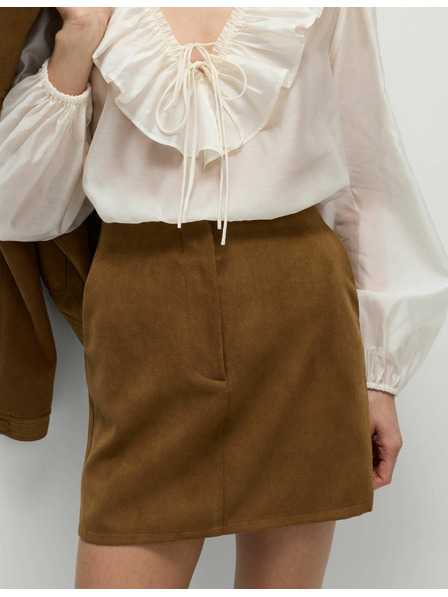 Marks & Spencer Мини пола А-линия с велурен вид Marks & Spencer кафяв