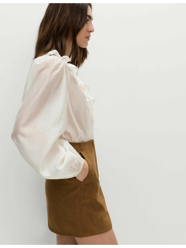 Marks & Spencer Мини пола А-линия с велурен вид Marks & Spencer кафяв