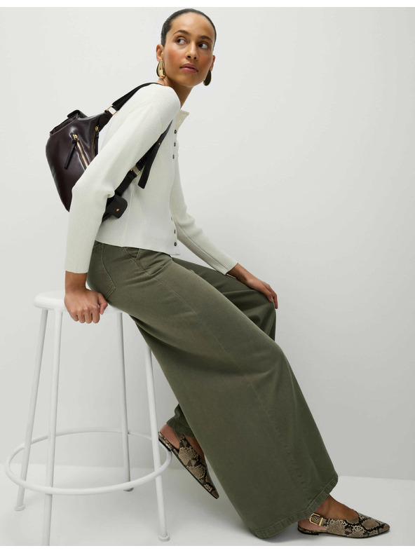 Marks & Spencer Palazzo панталони с висок процент памук Marks & Spencer в кафяво