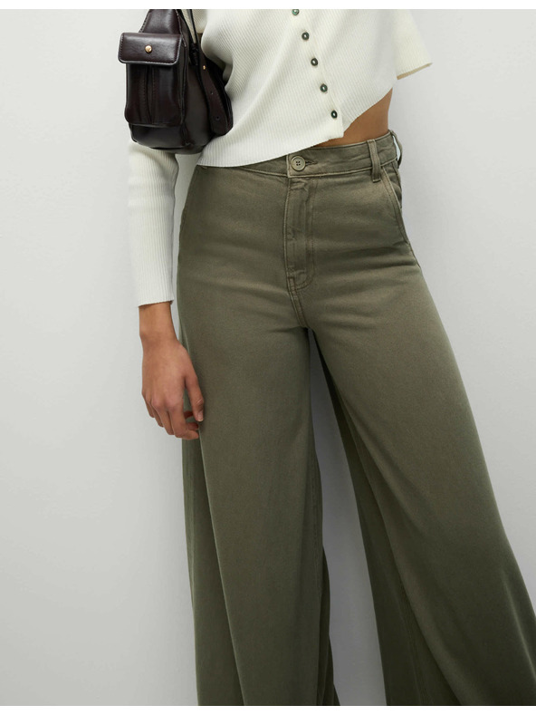 Marks & Spencer Palazzo панталони с висок процент памук Marks & Spencer в кафяво