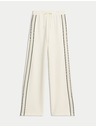 Marks & Spencer Трикотажни панталони с ивица отстрани и широки крачоли Marks & Spencer в бяло