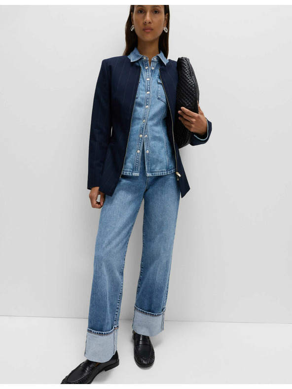 Marks & Spencer Дънки с широки подгъви и средна талия Marks & Spencer тъмносини