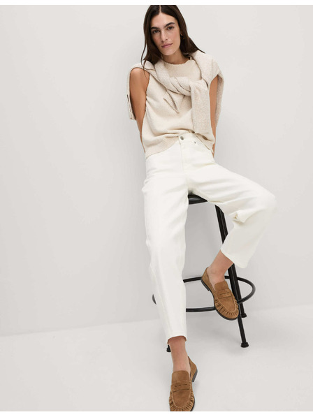 Marks & Spencer Дънки с моркови крачоли до глезена и висока талия Marks & Spencer кремави