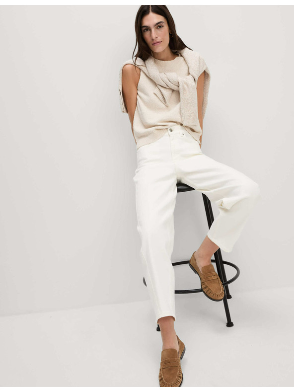 Marks & Spencer Дънки с моркови крачоли до глезена и висока талия Marks & Spencer кремави