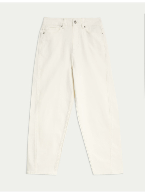 Marks & Spencer Дънки с моркови крачоли до глезена и висока талия Marks & Spencer кремави