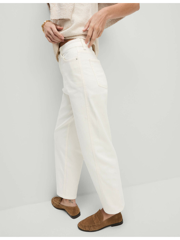 Marks & Spencer Дънки с моркови крачоли до глезена и висока талия Marks & Spencer кремави