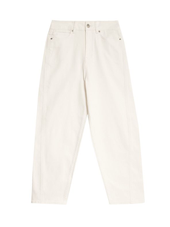 Marks & Spencer Дънки с моркови крачоли до глезена и висока талия Marks & Spencer кремави