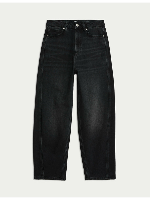 Marks & Spencer Дънки с моркови крачоли до глезена и висока талия Marks & Spencer черни