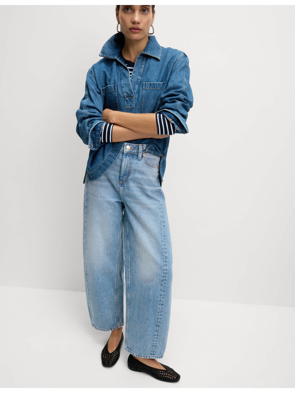 Marks & Spencer Прави дънки със средна талия Marks & Spencer тъмносини