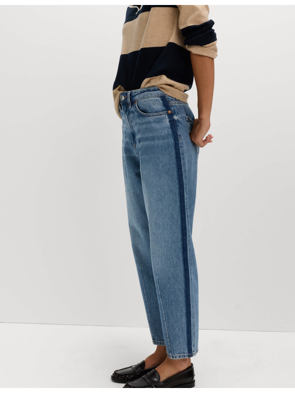 Marks & Spencer Дънки с прави крачоли, със средна талия и декоративен детайл Marks & Spencer тъмносини