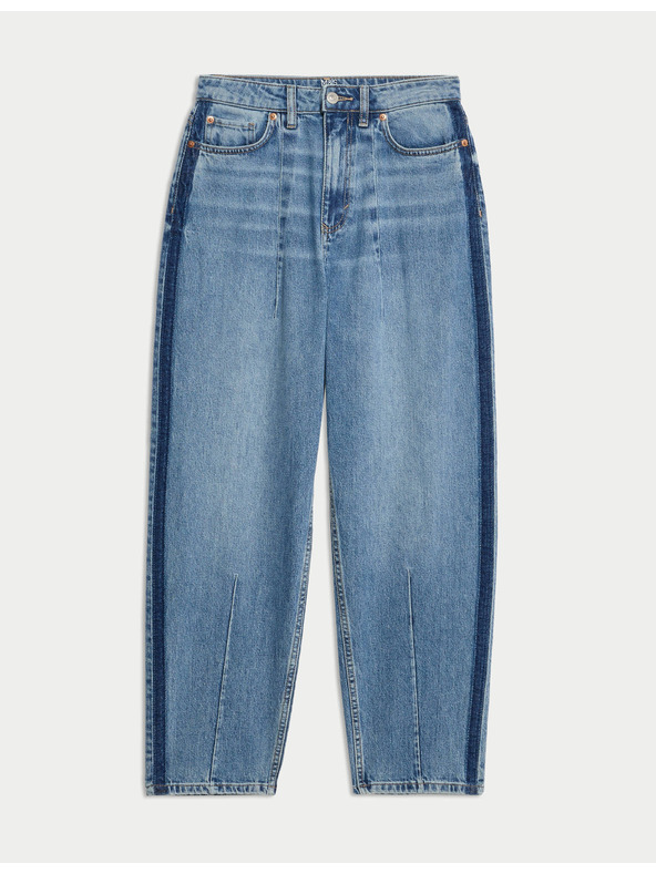 Marks & Spencer Дънки с прави крачоли, със средна талия и декоративен детайл Marks & Spencer тъмносини