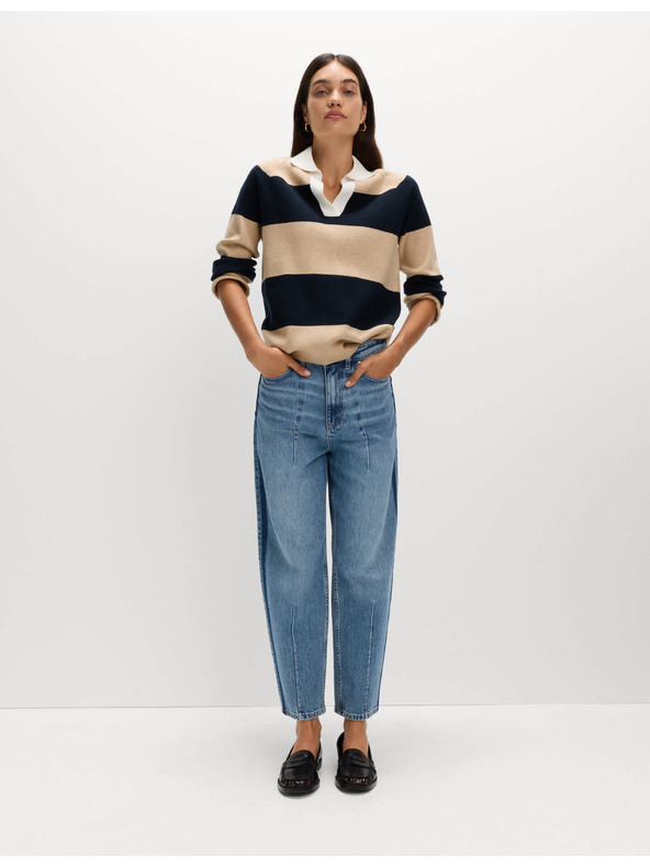 Marks & Spencer Дънки с прави крачоли, със средна талия и декоративен детайл Marks & Spencer тъмносини