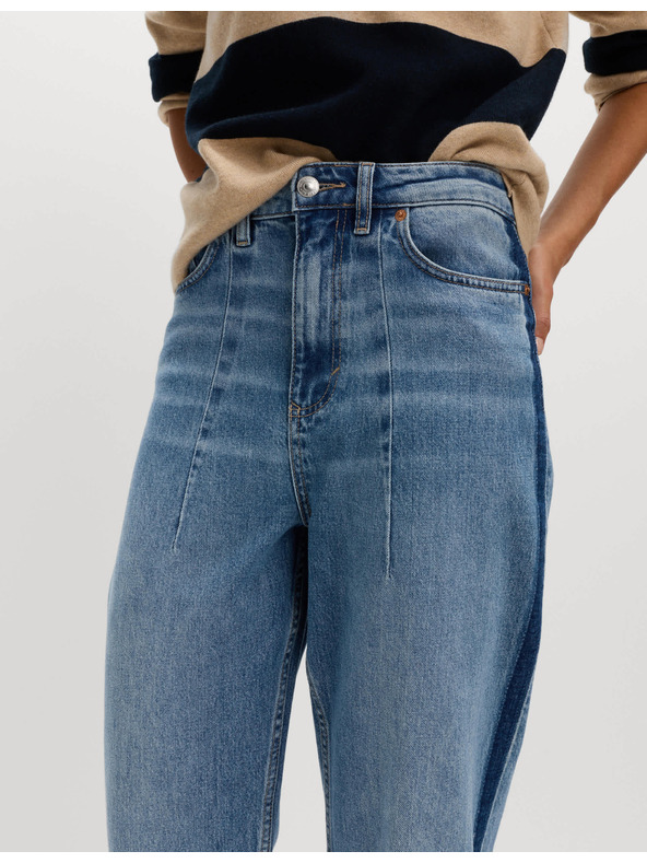 Marks & Spencer Дънки с прави крачоли, със средна талия и декоративен детайл Marks & Spencer тъмносини