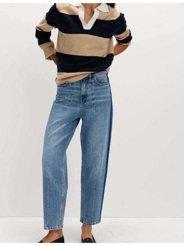 Marks & Spencer Дънки с прави крачоли, със средна талия и декоративен детайл Marks & Spencer тъмносини