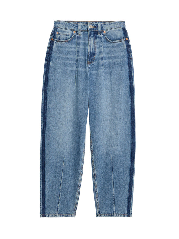 Marks & Spencer Дънки с прави крачоли, със средна талия и декоративен детайл Marks & Spencer тъмносини