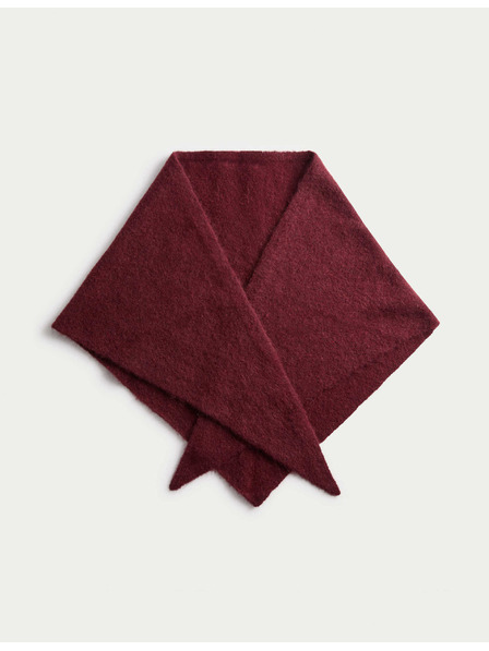 Marks & Spencer Плетен триъгълен шал с текстура и вълна Marks & Spencer червен