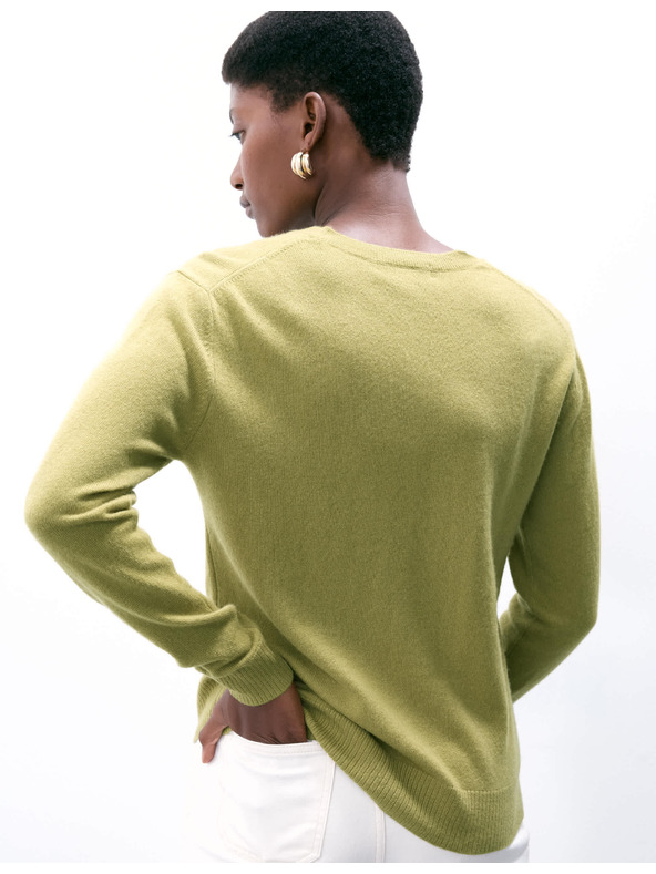 Marks & Spencer Пуловер от чист кашмир, с текстура и кръгло деколте Marks & Spencer зелен