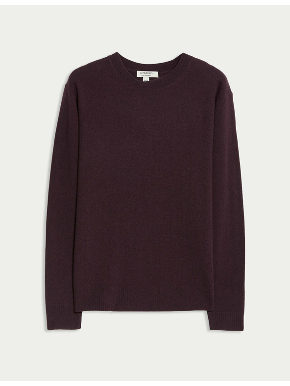 Marks & Spencer Пуловер от чист кашмир, с текстура и кръгло деколте Marks & Spencer лилав