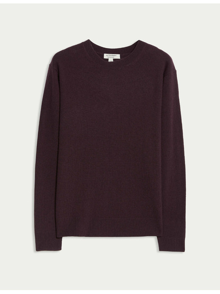 Marks & Spencer Пуловер от чист кашмир, с текстура и кръгло деколте Marks & Spencer лилав