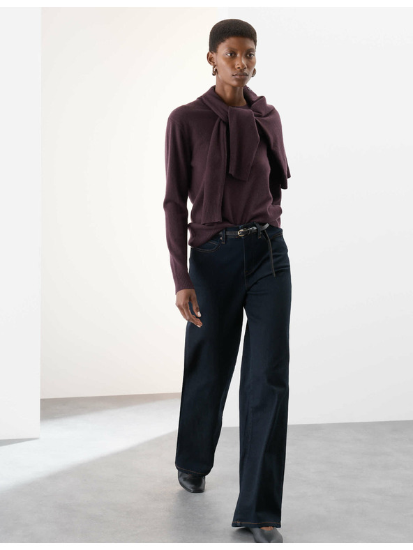 Marks & Spencer Пуловер от чист кашмир, с текстура и кръгло деколте Marks & Spencer лилав