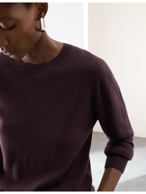 Marks & Spencer Пуловер от чист кашмир, с текстура и кръгло деколте Marks & Spencer лилав