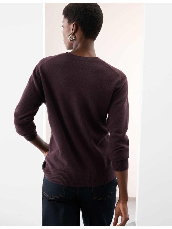 Marks & Spencer Пуловер от чист кашмир, с текстура и кръгло деколте Marks & Spencer лилав