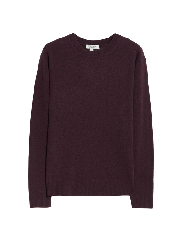 Marks & Spencer Пуловер от чист кашмир, с текстура и кръгло деколте Marks & Spencer лилав