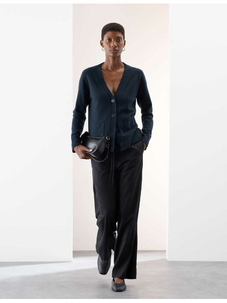 Marks & Spencer Жилетка от чист кашмир с V-образно деколте и копчета отпред Marks & Spencer тъмносин