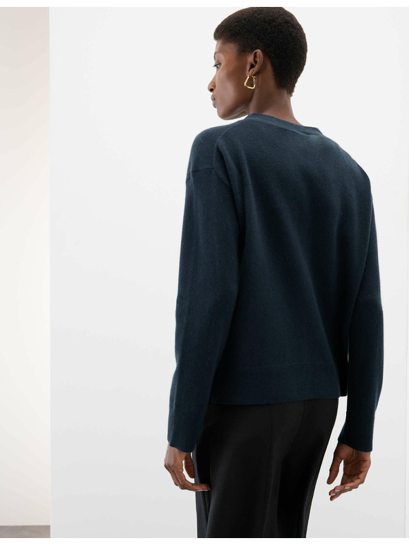 Marks & Spencer Жилетка от чист кашмир с V-образно деколте и копчета отпред Marks & Spencer тъмносин