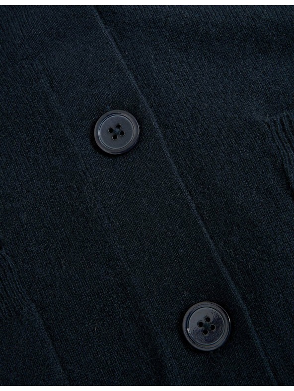 Marks & Spencer Жилетка от чист кашмир с V-образно деколте и копчета отпред Marks & Spencer тъмносин