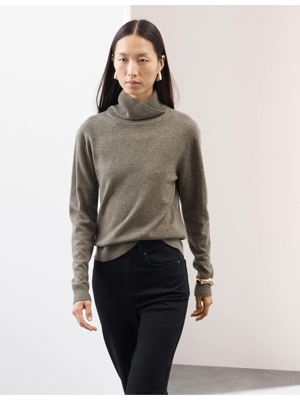 Marks & Spencer Суитшърт от чист кашмир с поло яка Marks & Spencer кафяв