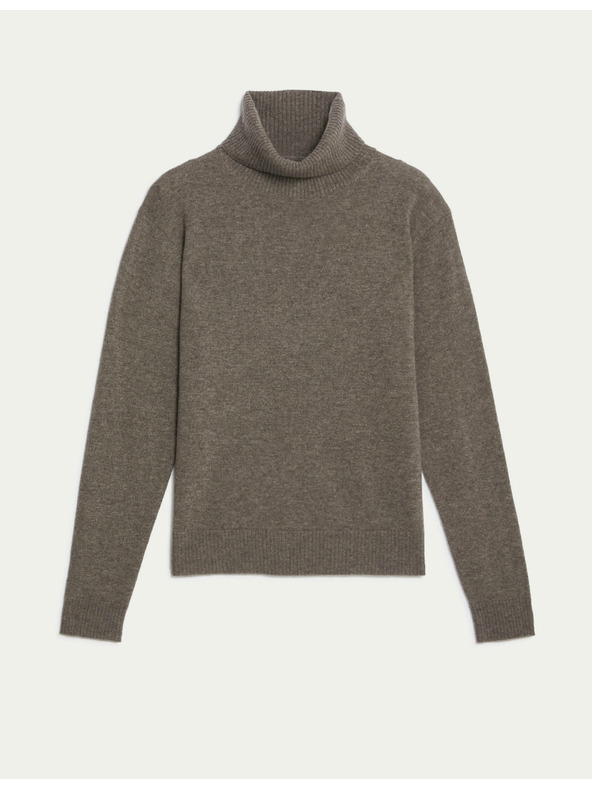 Marks & Spencer Суитшърт от чист кашмир с поло яка Marks & Spencer кафяв