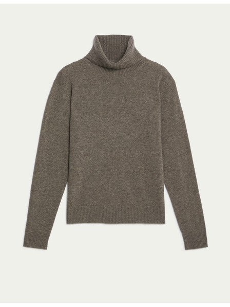 Marks & Spencer Суитшърт от чист кашмир с поло яка Marks & Spencer кафяв