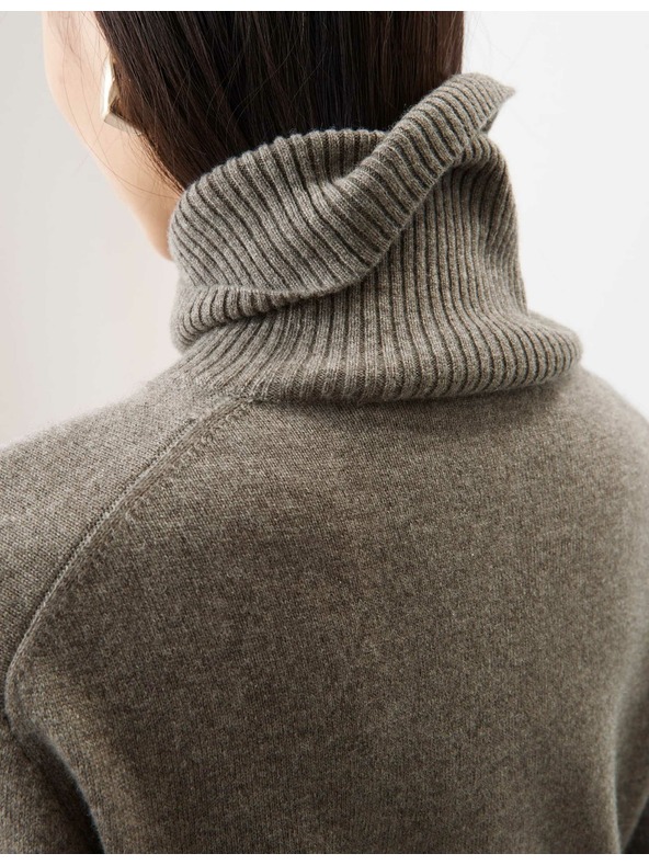 Marks & Spencer Суитшърт от чист кашмир с поло яка Marks & Spencer кафяв