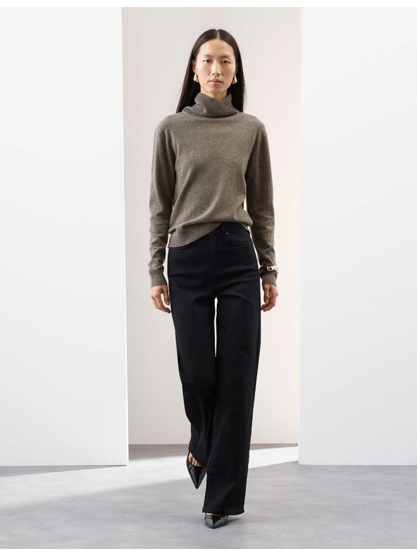 Marks & Spencer Суитшърт от чист кашмир с поло яка Marks & Spencer кафяв