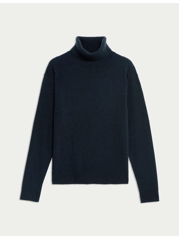 Marks & Spencer Суитшърт от чист кашмир с поло яка Marks & Spencer тъмносин