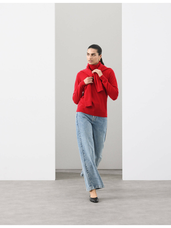 Marks & Spencer Суитшърт от чист кашмир с поло яка Marks & Spencer червен