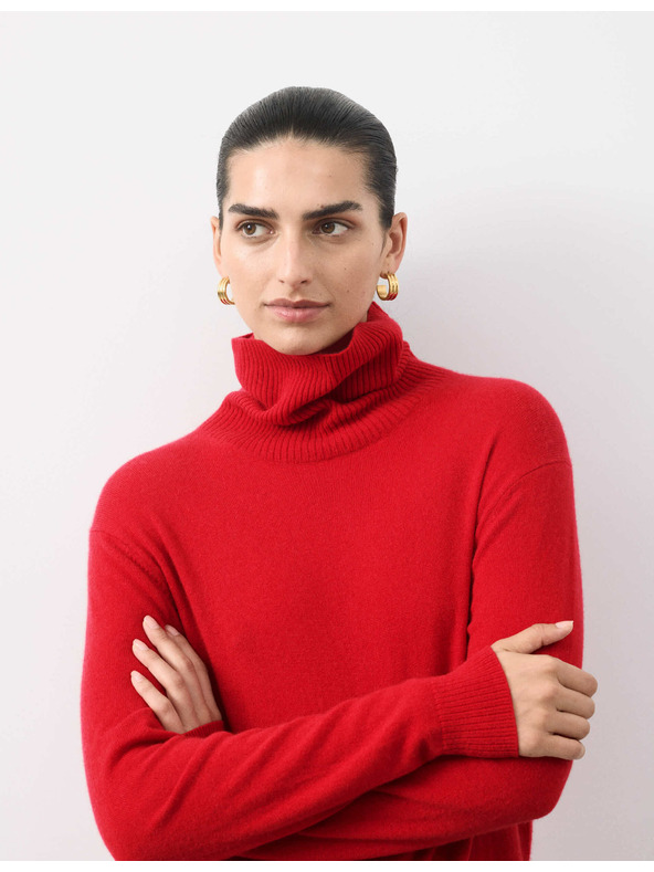 Marks & Spencer Суитшърт от чист кашмир с поло яка Marks & Spencer червен