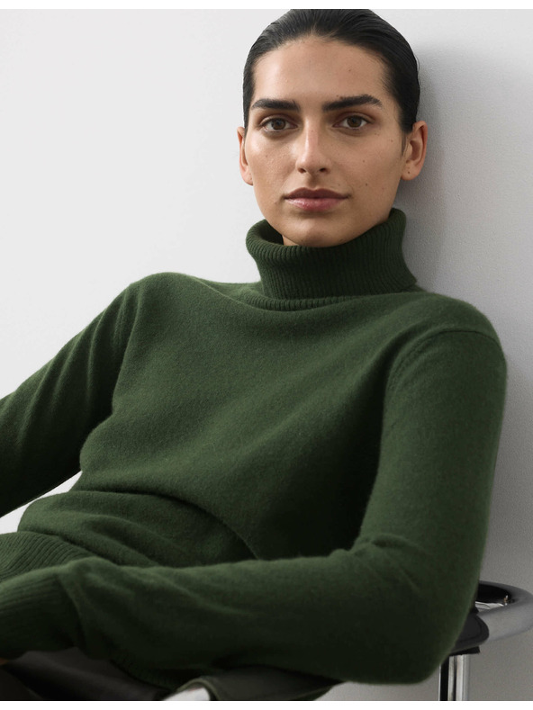 Marks & Spencer Суитшърт от чист кашмир с поло яка Marks & Spencer зелен