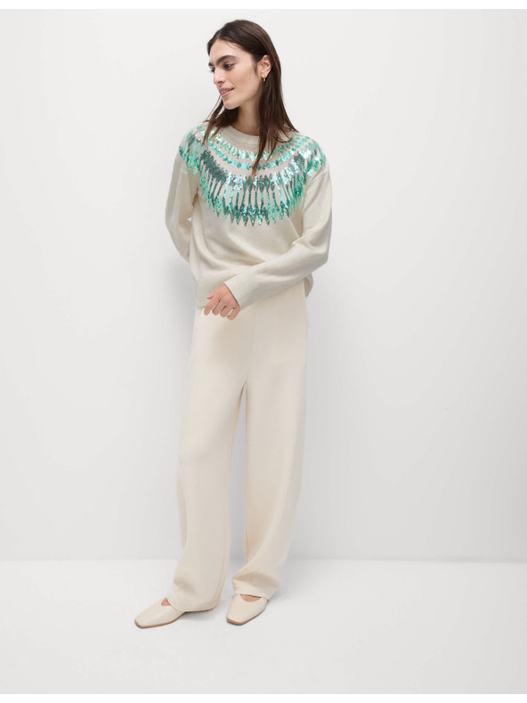 Marks & Spencer Свободен коледен суитшърт с десен Fair Isle и пайети Marks & Spencer зелен