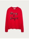 Marks & Spencer Суитшърт от лека прежда с яка и декоративен надпис с пайети Marks & Spencer червен