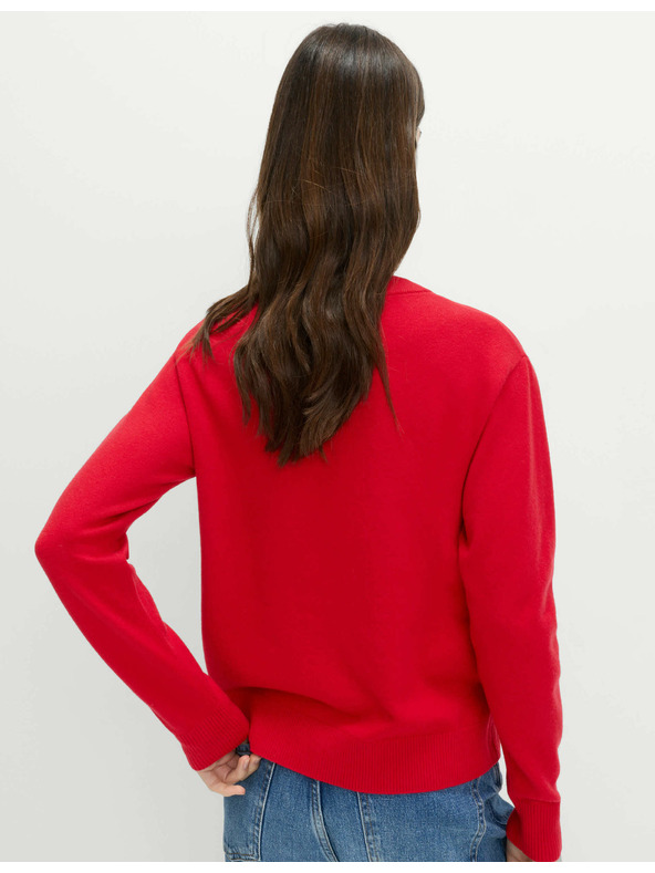 Marks & Spencer Суитшърт от лека прежда с яка и декоративен надпис с пайети Marks & Spencer червен