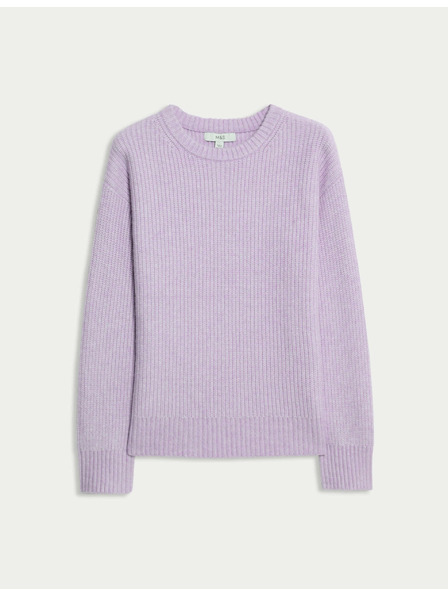 Marks & Spencer Раиран суитшърт от мека прежда с кръгло деколте Marks & Spencer лилав