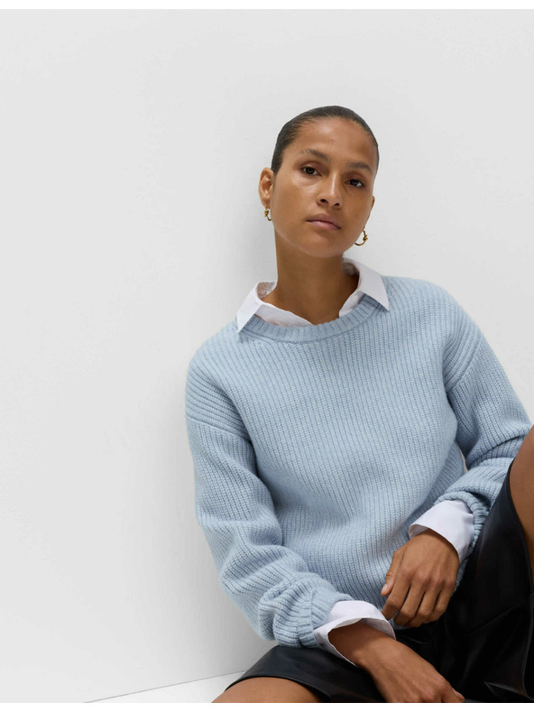 Marks & Spencer Раиран суитшърт от мека прежда с кръгло деколте Marks & Spencer син