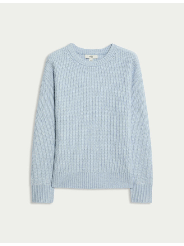 Marks & Spencer Раиран суитшърт от мека прежда с кръгло деколте Marks & Spencer син